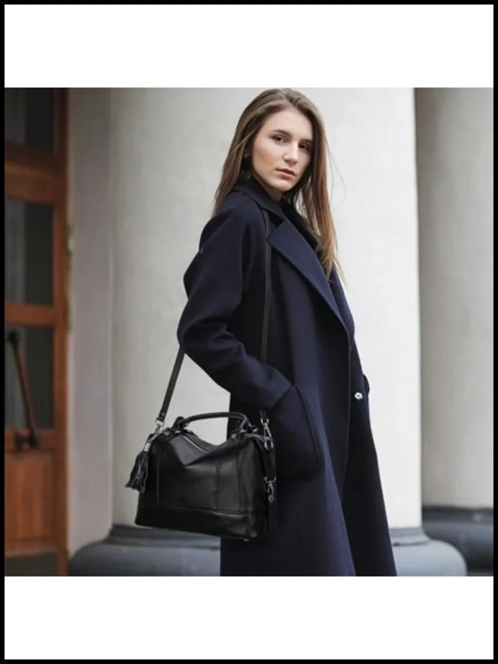 Genuine Leather Satchel Tote Shoulder Handbag with Removable Strap